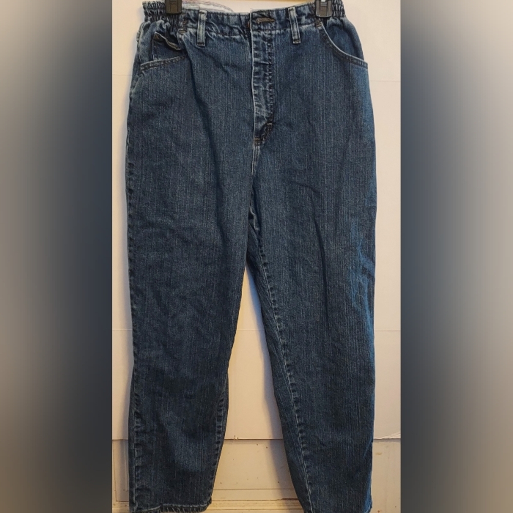 Lee Rider Relaxed Blue Denim Jeans Medium Wash CottonSpandex Sz14 Highrise Short